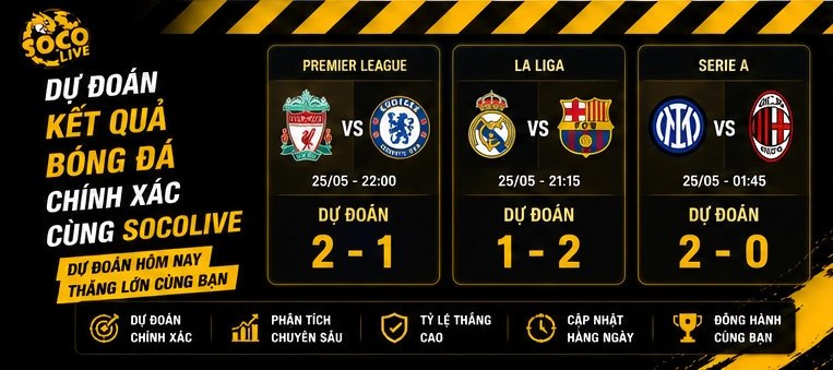 Dự đoán kết quả bóng đá chính xác cùng Socolive