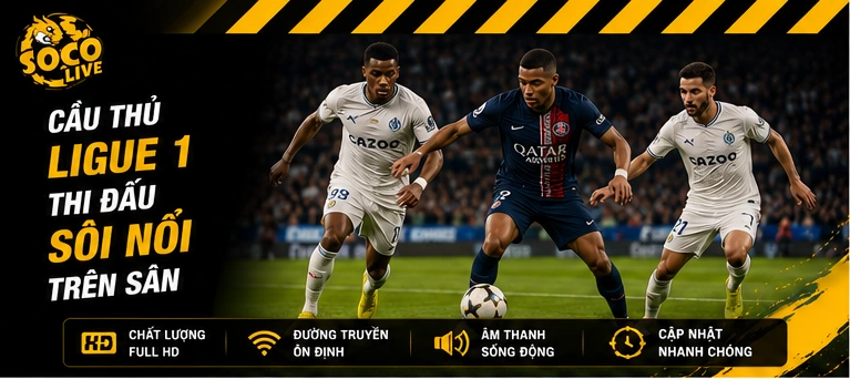Cầu thủ Ligue 1 thi đấu sôi nổi trên sân